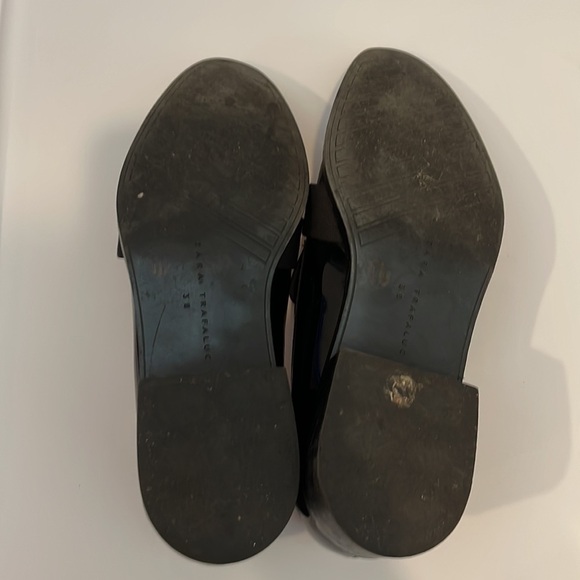 Zara Trafaluc Black Gold Buckle Slip On Loafers - Picture 8 of 8